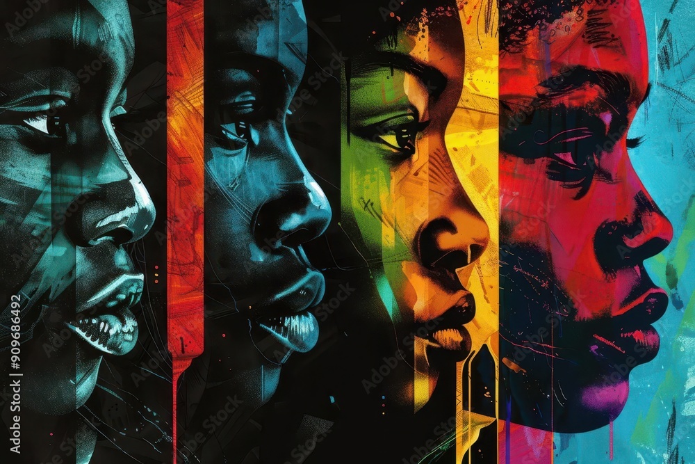 powerful portrait of diverse african american individuals gazing ...