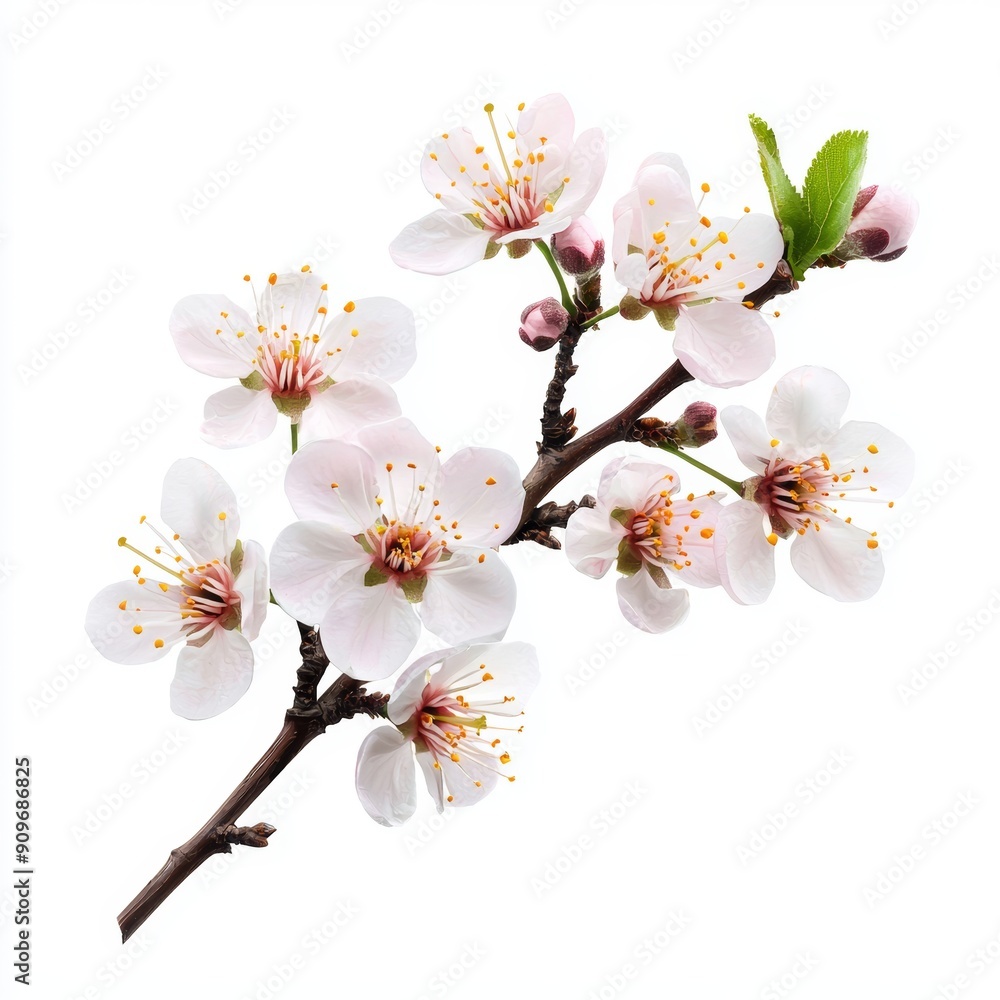 Sweet Almond Blossom Branch on White Background for Food or Cosmetic Design Generative AI Sweet Almond Blossom Branch on White Background for Food or Cosmetic Design Generative AI