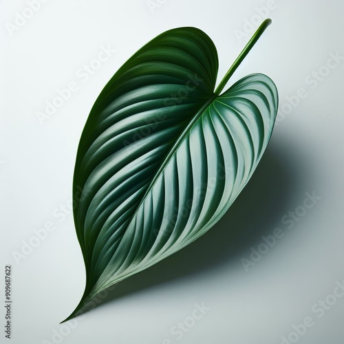 621 19 An elliptical peace lily leaf with a shiny surface and de photo