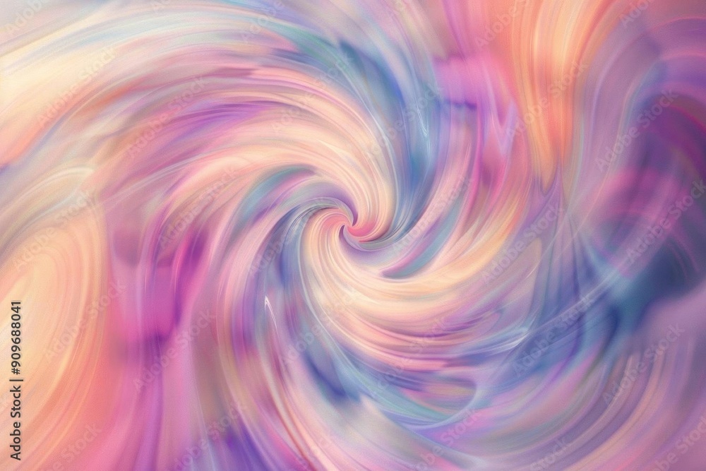 Obraz premium psychedelic swirling pastel vortex soft gradient hues blending seamlessly creating hypnotic abstract pattern with sense of movement and depth