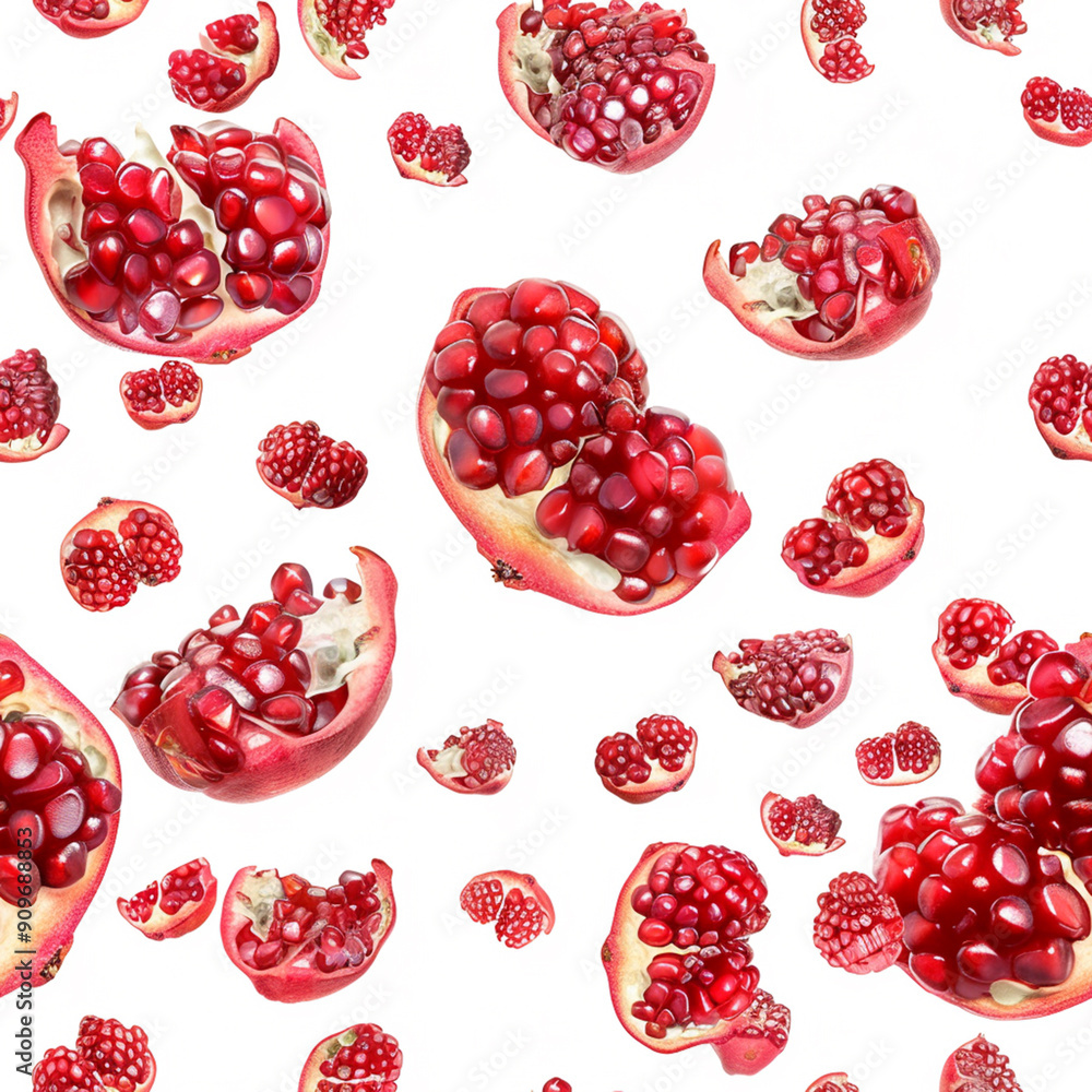 Pomegranate, seamless, pattern, isolated on white background Pomegranate, seamless, pattern, isolated on white background
