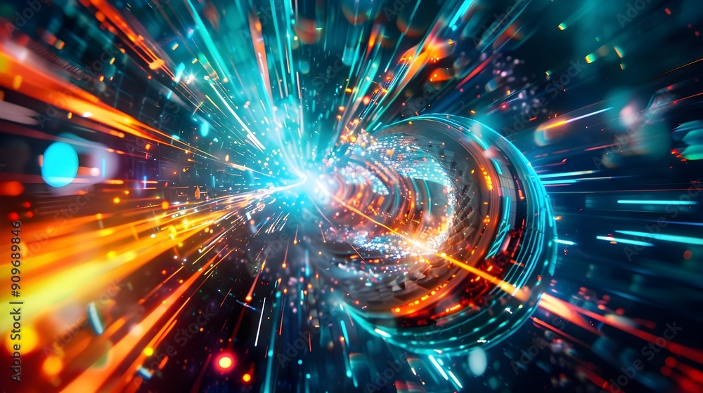 Abstract Digital Tunnel with Bright Light Streaks. Abstract Digital Tunnel with Bright Light Streaks.