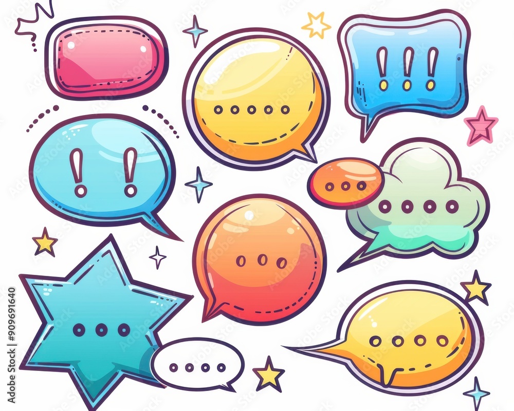 Word Balloon Icons. Comic Style Cartoon Icons for Speech and Message Word Balloon Icons. Comic Style Cartoon Icons for Speech and Message