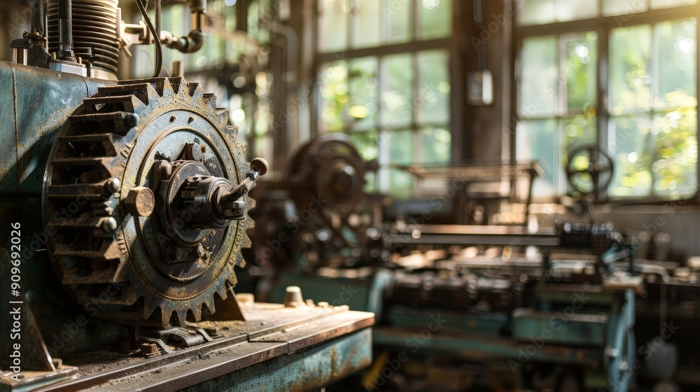 Old machinery can symbolize the evolution of workplace safety and ergonomic design. Old machinery can symbolize the evolution of workplace safety and ergonomic design.