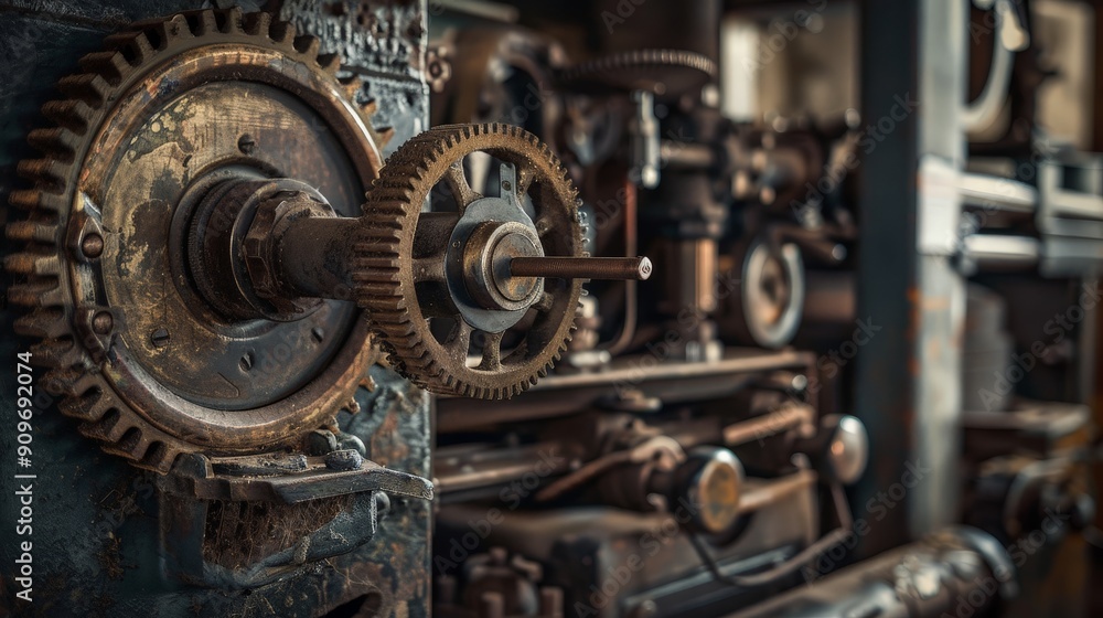 Old machinery evokes a sense of nostalgia and industrial history. Old machinery evokes a sense of nostalgia and industrial history.