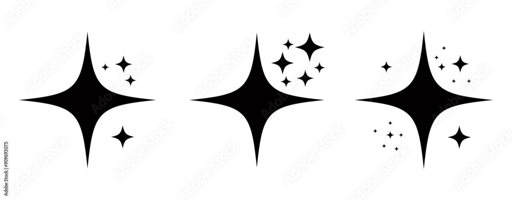 Set of sparkling stars icons Set of sparkling stars icons