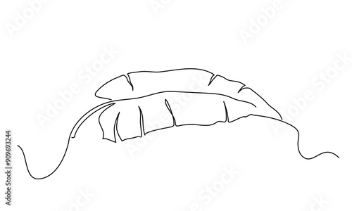 Palm leaf in one continuous line drawing. One line poster. Outline leaf. Element for interior design and presentations. Vector illustration.