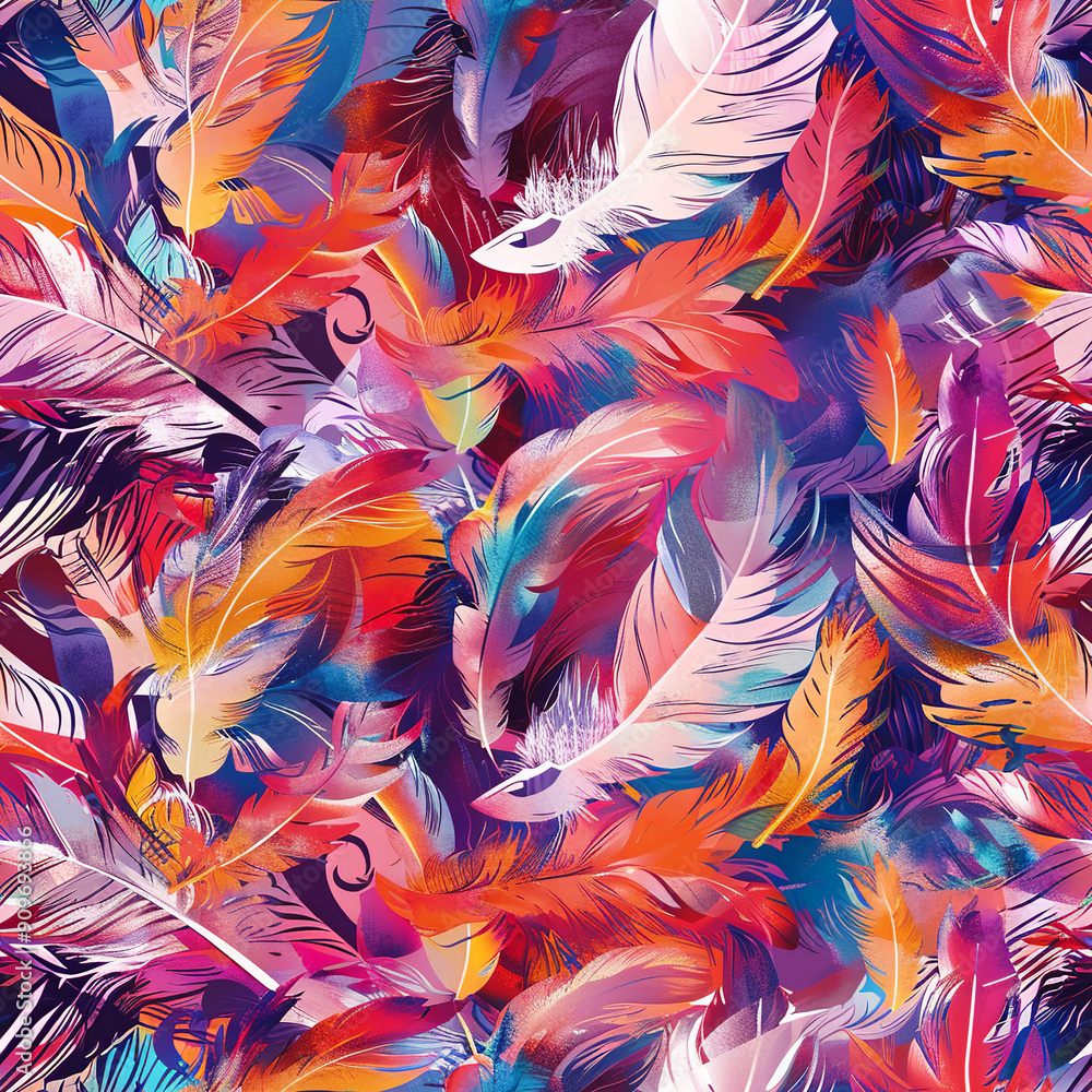 Seamless pattern beautiful feather Macaw bird, texture background, abstract feather background. Photography of colorful bird feather animal wing Seamless pattern beautiful feather Macaw bird, texture background, abstract feather background. Photography of colorful bird feather animal wing