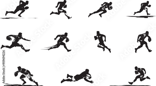 rugby sport icon set 