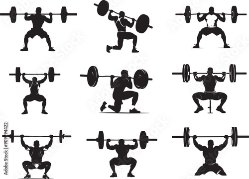 weightlifting icon set 