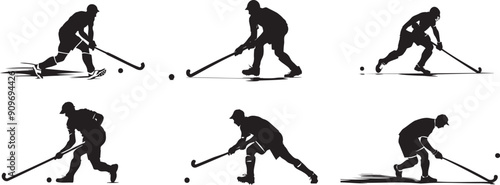 Hockey with ball icon set 