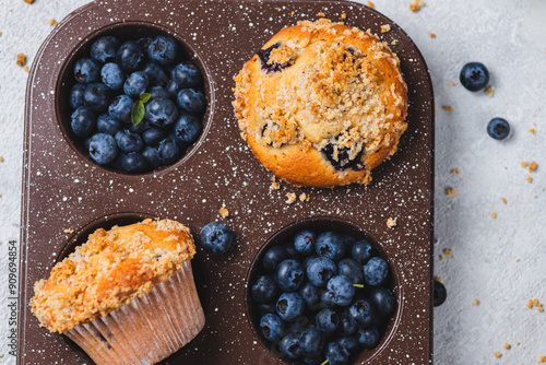Blueberry muffins and blueberry berries