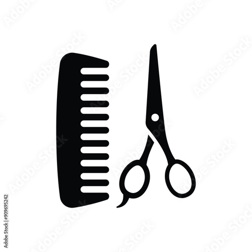 Scissors And Comb vetor icon