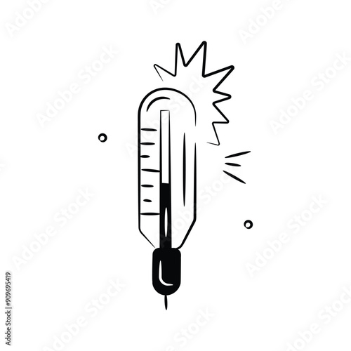 Hand drawn doodle icon of thermometer in trendy style. photo