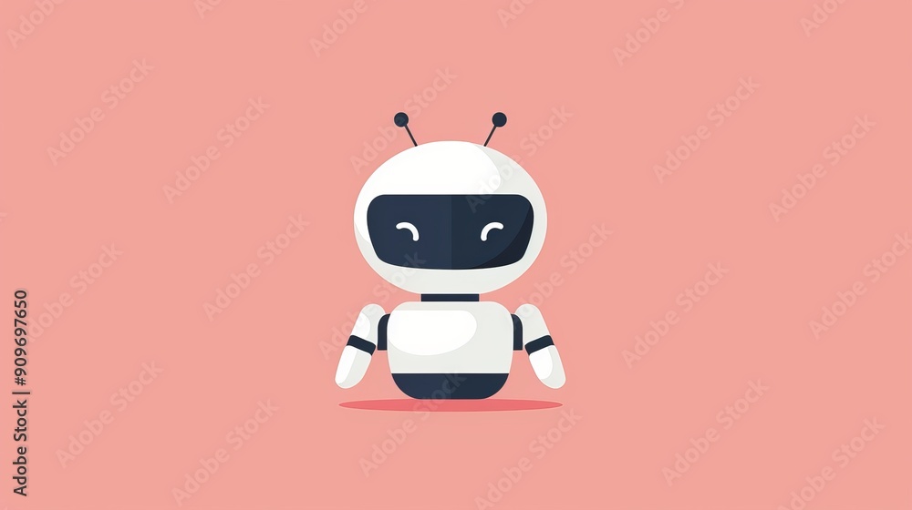 Minimalist robot with antennae, sleek and clean design, 2D vector art, uncomplicated and plain, basic geometric shapes, no extra details Minimalist robot with antennae, sleek and clean design, 2D vector art, uncomplicated and plain, basic geometric shapes, no extra details
