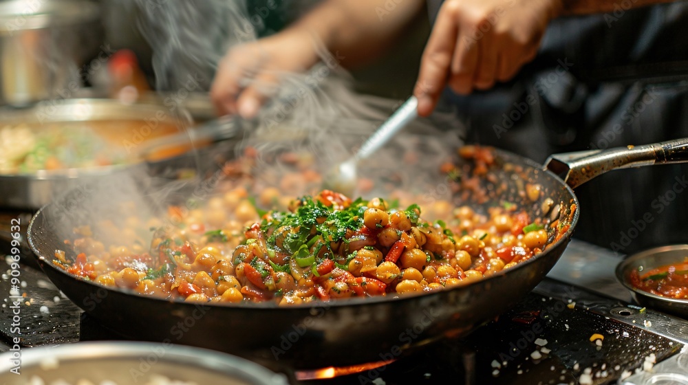 Steaming Chickpeas in a Pan Steaming Chickpeas in a Pan