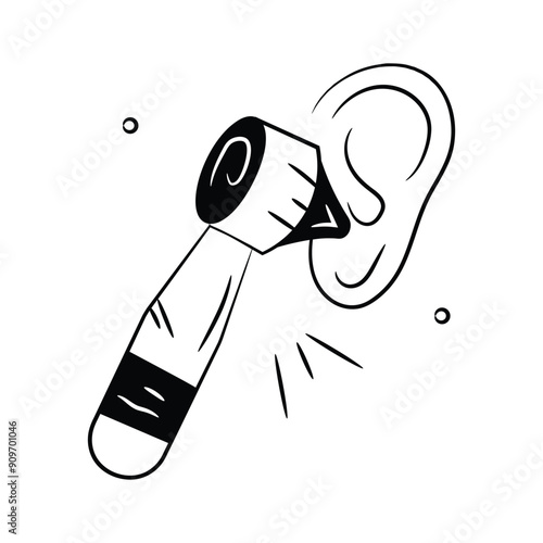 An otoscope examining an ear, representing medical ear examination and health care icon.