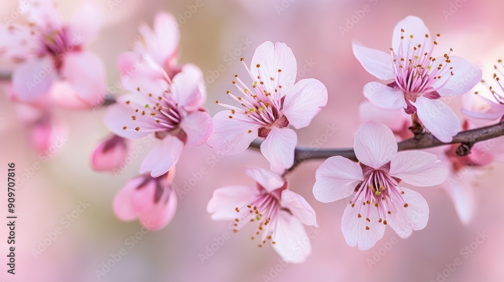 Delicate Pink Blossoms on a Branch Delicate Pink Blossoms on a Branch