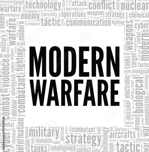 Modern Warfare word cloud conceptual design isolated on white background.