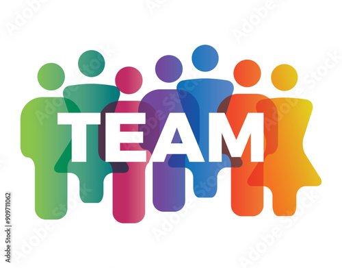 Team concept image template made from man and woman people icons with white team text. Vector illustration