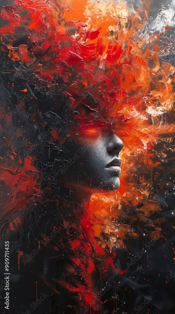 Abstract explosion of emotions in oil painting style.
Abstract explosion of emotions in oil painting style.