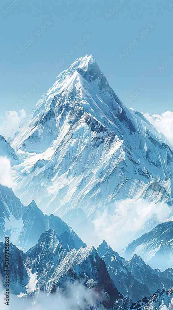 A snowy mountain peak bathed in the first light of dawn, the sun's rays turning the snow-capped summit into a brilliant white, with the sky gradually transitioning from deep blue to light. A snowy mountain peak bathed in the first light of dawn, the sun's rays turning the snow-capped summit into a brilliant white, with the sky gradually transitioning from deep blue to light.