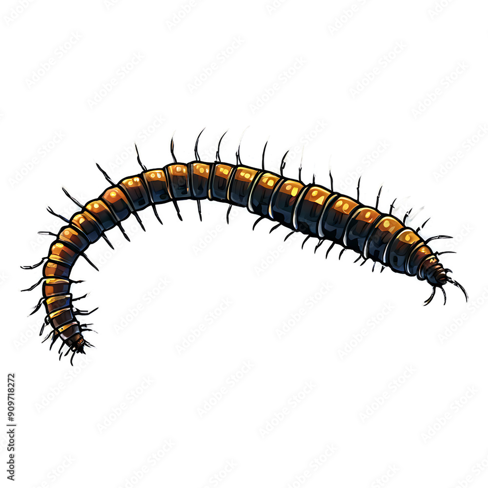 A Detailed Illustration of a Centipede. A Detailed Illustration of a Centipede.