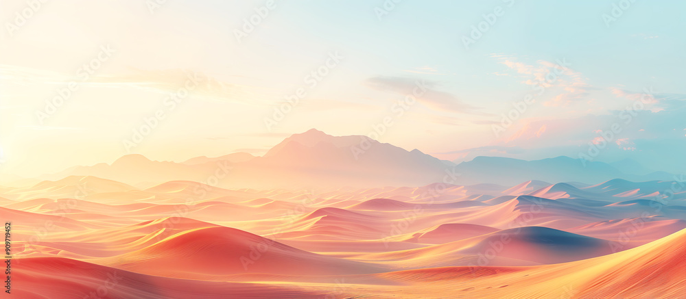 the dunes and ridges of the surrealist desert glow under a serene sunset, warm sand and the cool sky the dunes and ridges of the surrealist desert glow under a serene sunset, warm sand and the cool sky