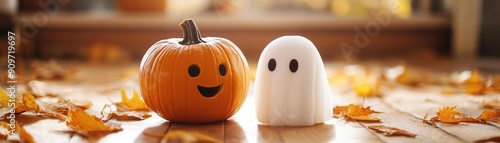 A cheerful pumpkin and a fr...