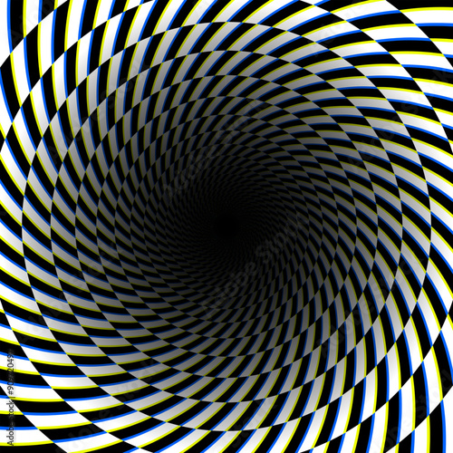 Eye-catching round patterned frame in hole form. Psychedelic background design.