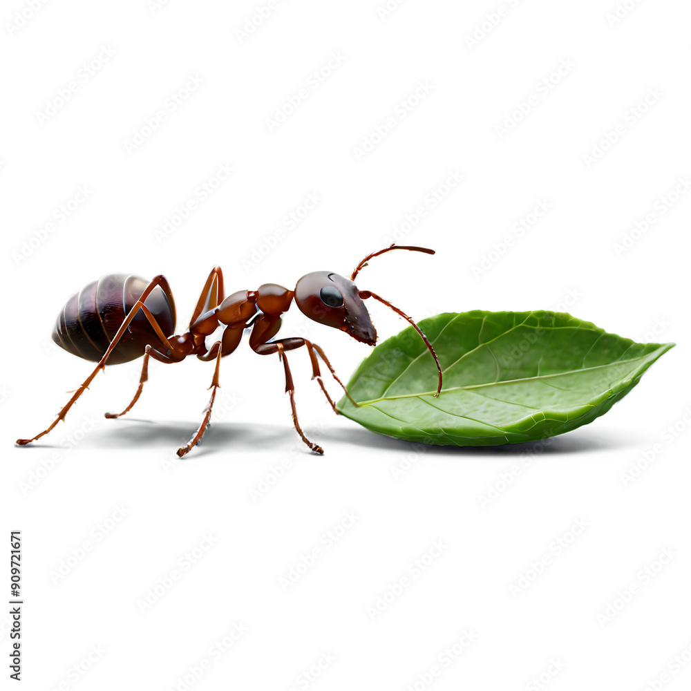 Red Ant Carrying a Green Leaf Red Ant Carrying a Green Leaf