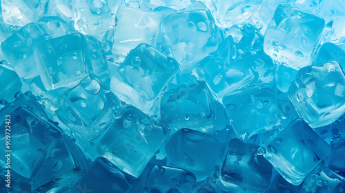 Abstract Close-Up of Blue Ice Cubes Wallpaper