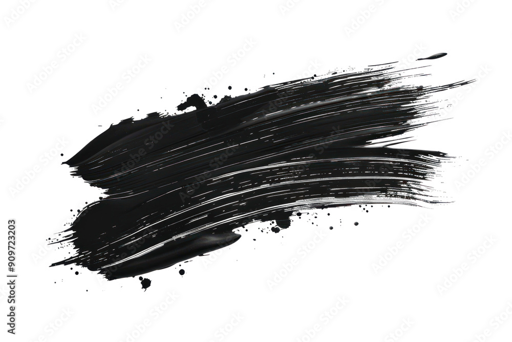 Vibrant Black Paint Brush Stroke Isolated on White Background Vibrant Black Paint Brush Stroke Isolated on White Background