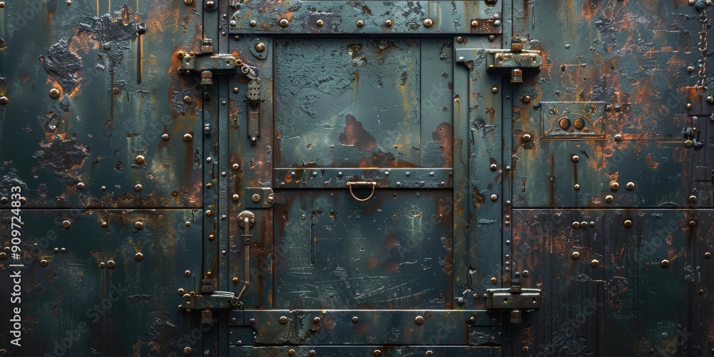 Aged Metal Door with Rust and Rivets Aged Metal Door with Rust and Rivets
