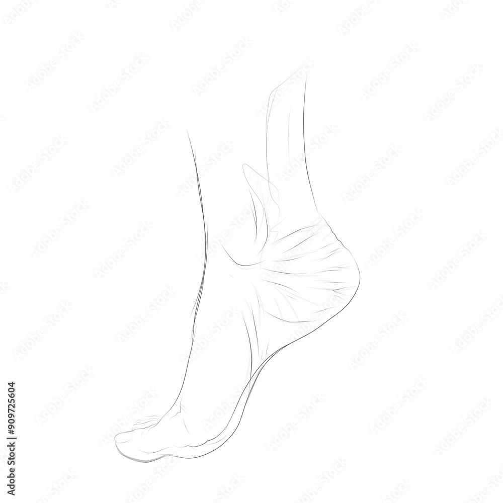 Fototapeta premium sketch of human feet on tiptoe on a white background
