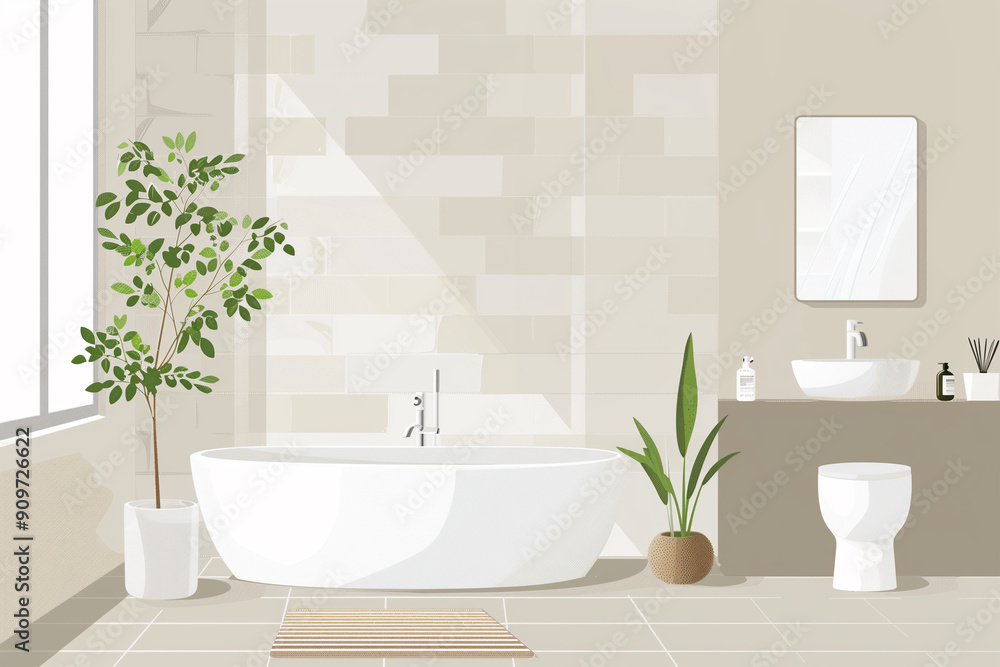 Modern design bathroom modern simple flat design illustration Modern design bathroom modern simple flat design illustration