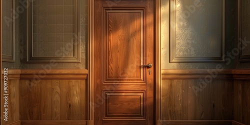 Luxurious Hallway with Classic Wooden Door