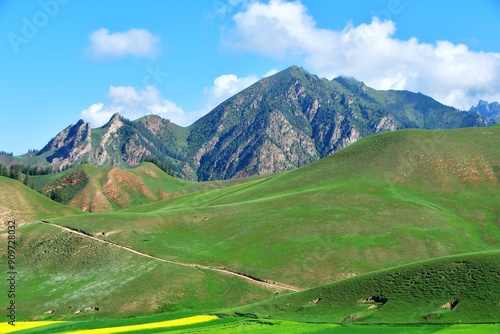 Photo of the mountains and valleys of Qilian Mountains, Qinghai Province, China photo