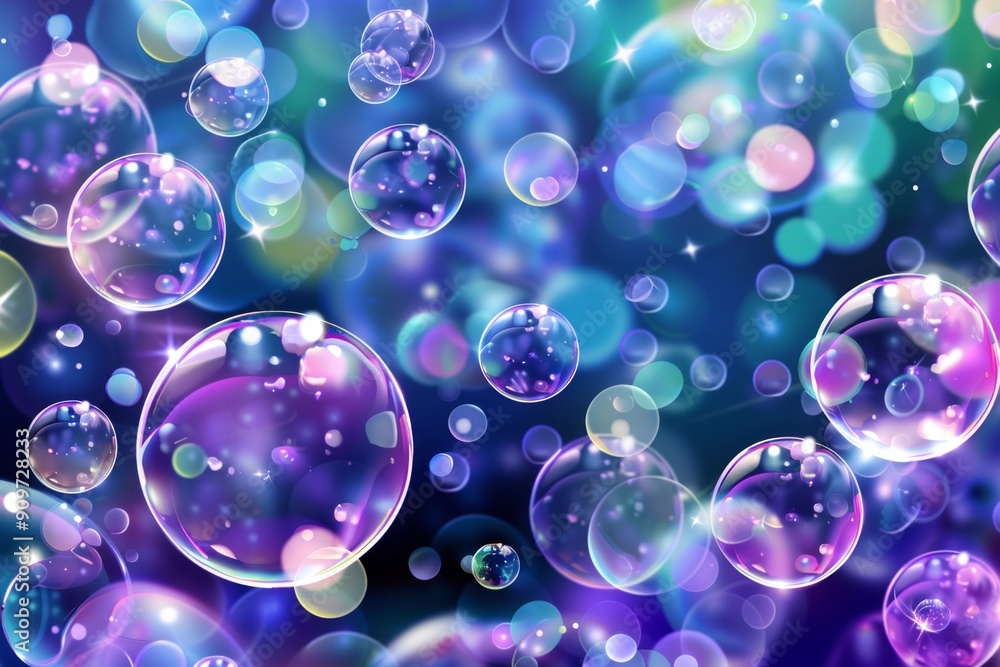 A dreamy, colorful background featuring floating bubbles in vibrant shades of blue, purple, and green A dreamy, colorful background featuring floating bubbles in vibrant shades of blue, purple, and green