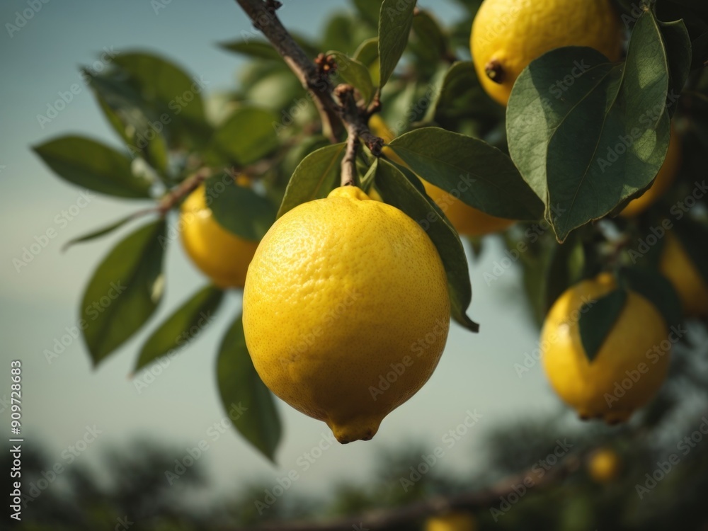 Lemon Ripe Lemons hanging on a lemon tree Growing Lemon Ripe Lemons hanging on a lemon tree Growing
