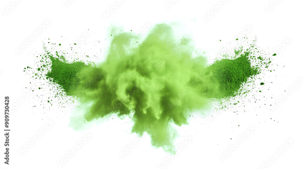bright green paint color powder festival explosion burst isolated white background bright green paint color powder festival explosion burst isolated white background