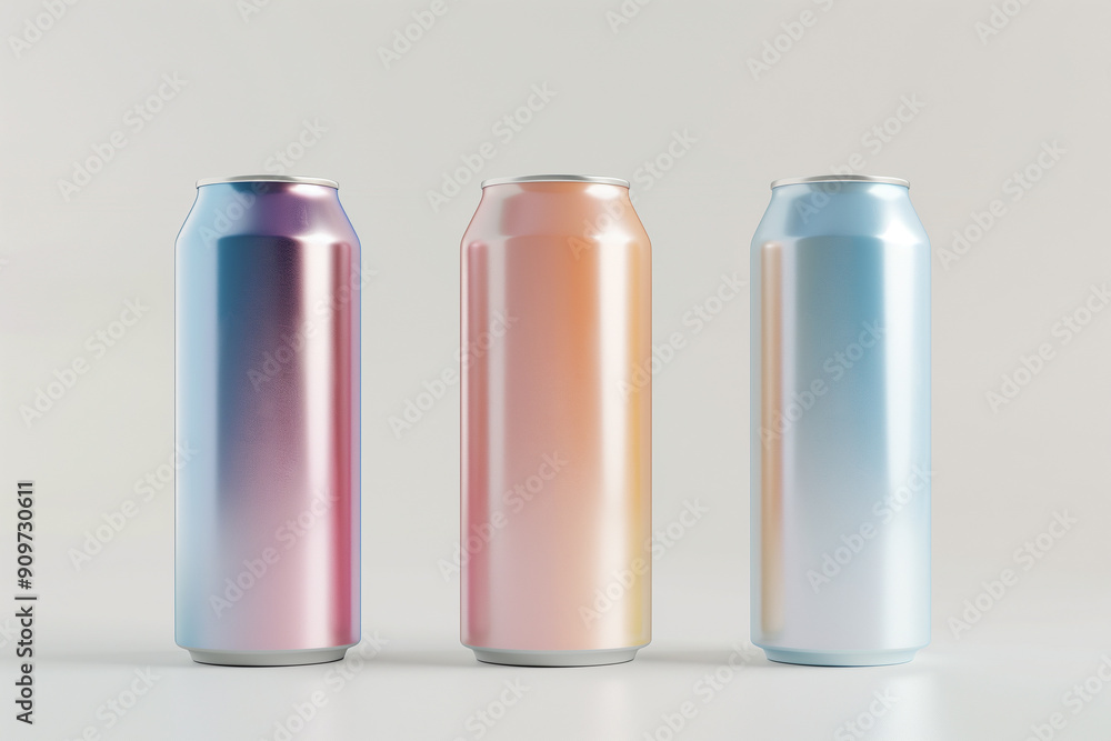 Blank pastel gradient aluminum can mockup, white background Blank pastel gradient aluminum can mockup, white background