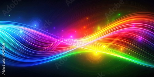 Abstract background with swirling lines of rainbow-colored light  rainbow  light  swirl  abstract  background  colorful