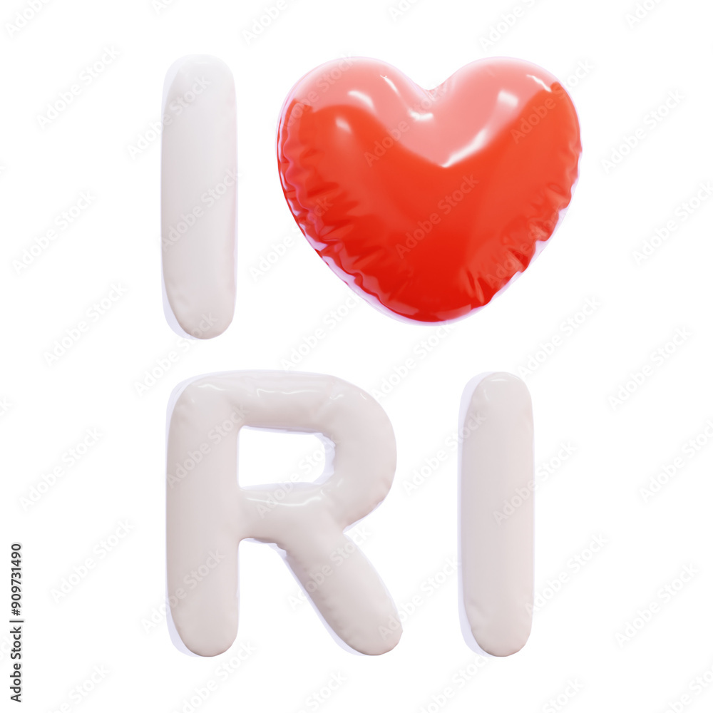 I LOVE RI 3D ICON ILLUSTRATION I LOVE RI 3D ICON ILLUSTRATION