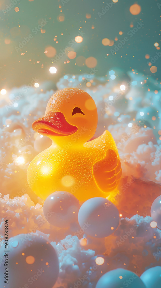 Yellow Duck Light Toy on Glacier Yellow Duck Light Toy on Glacier