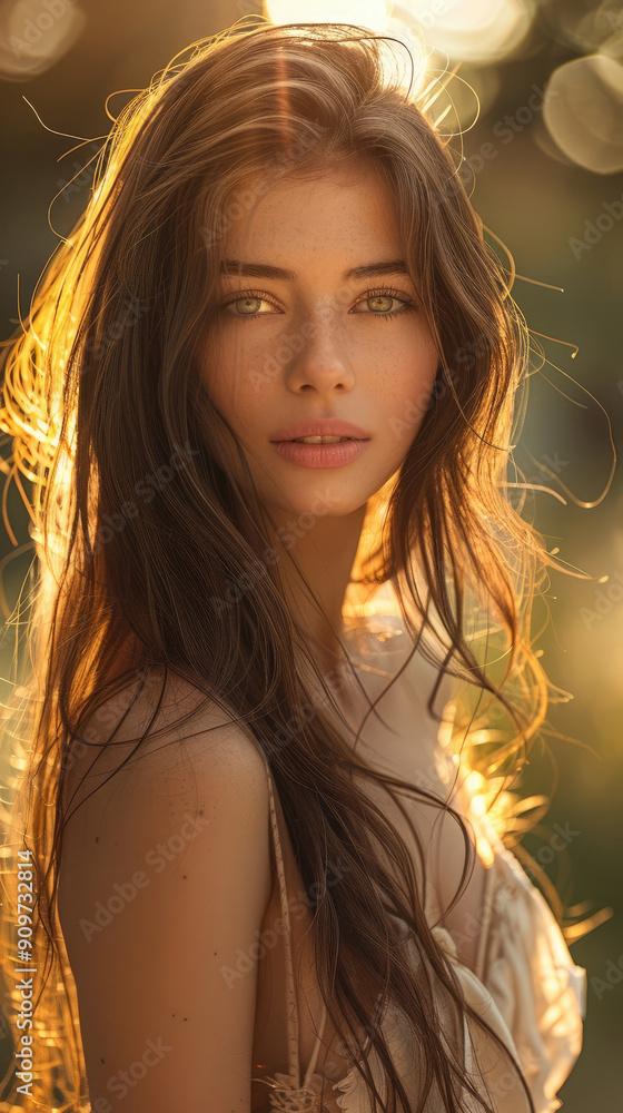 Φωτογραφία beautiful woman with loose hair, glowing skin, radiant smile, charming eyes spar