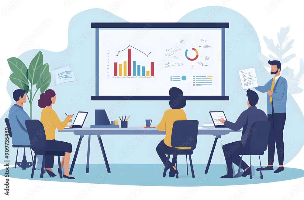 A group of business people in an office meeting room A group of business people in an office meeting room