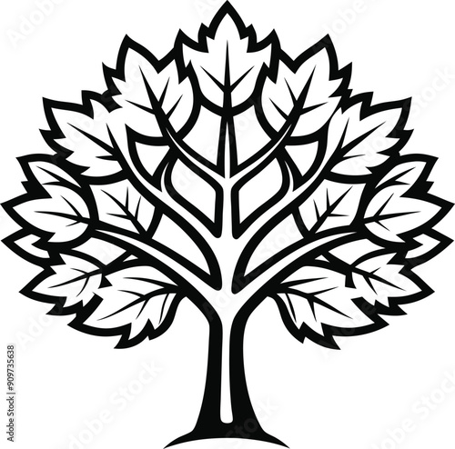 black and white tree Maple Tree Silhouette