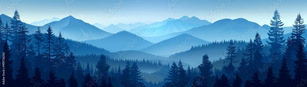 Majestic Mountain Range with Dense Forest Majestic Mountain Range with Dense Forest