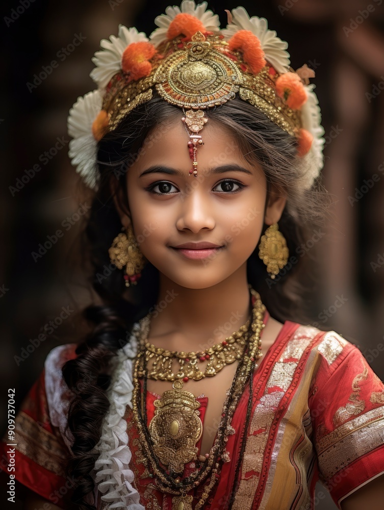 Balinese Hindu girl wearing traditional clothes for Independence Day with generative ai Balinese Hindu girl wearing traditional clothes for Independence Day with generative ai